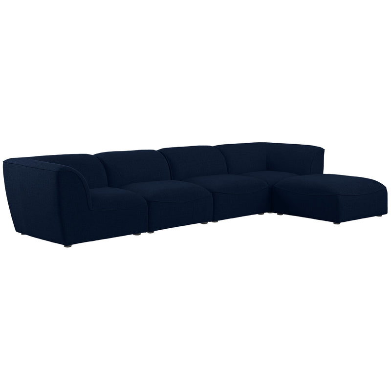 Meridian Miramar Navy Durable Linen Textured Modular Sectional IMAGE 2