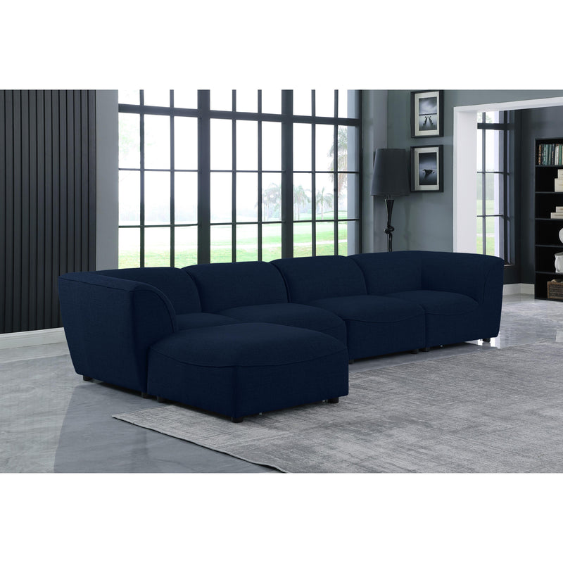 Meridian Miramar Navy Durable Linen Textured Modular Sectional IMAGE 3