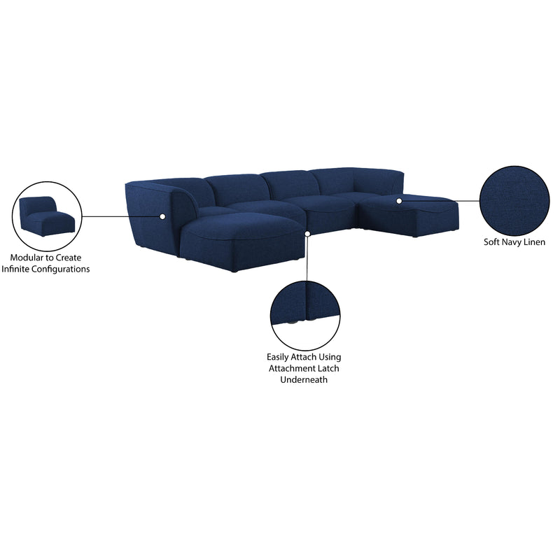 Meridian Miramar Navy Durable Linen Textured Modular Sectional IMAGE 10