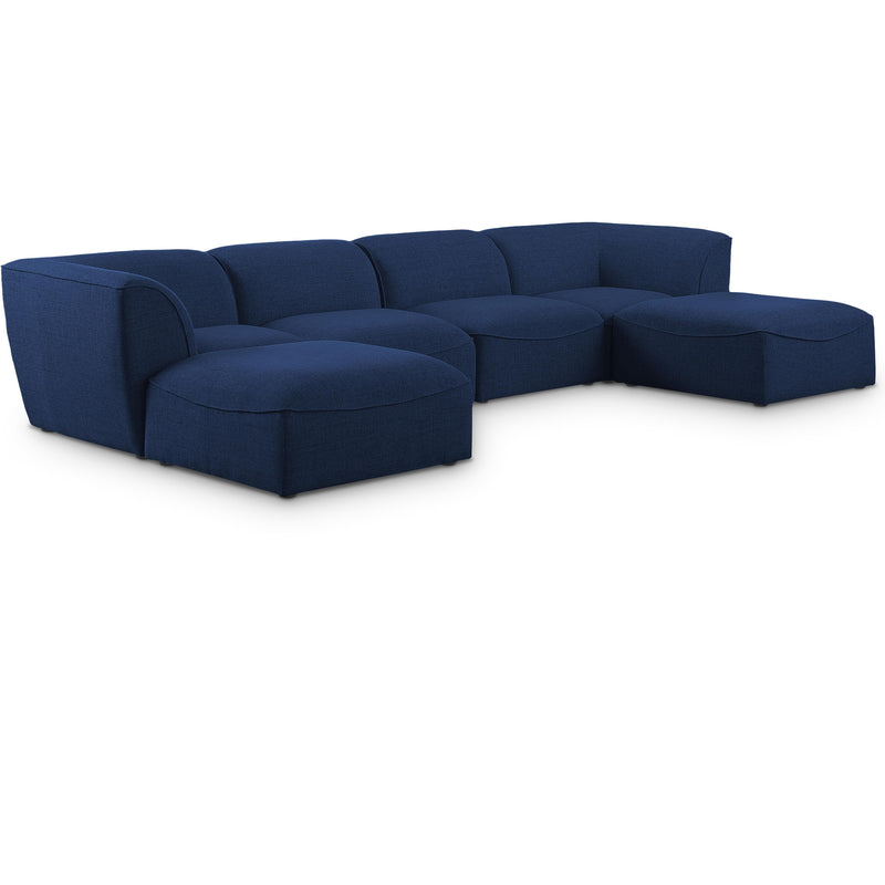 Meridian Miramar Navy Durable Linen Textured Modular Sectional IMAGE 1