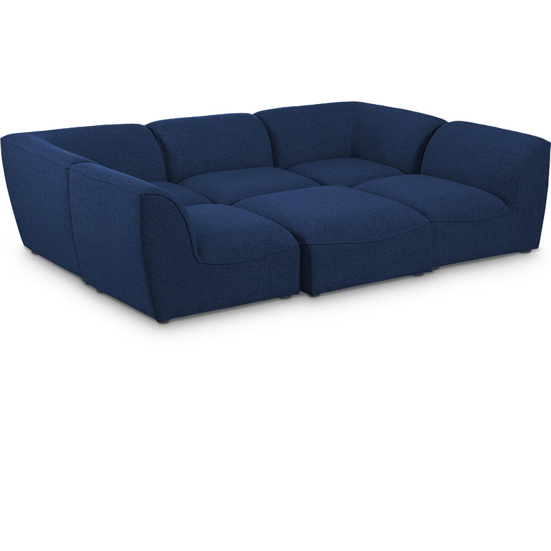Meridian Miramar Navy Durable Linen Textured Modular Sectional IMAGE 1