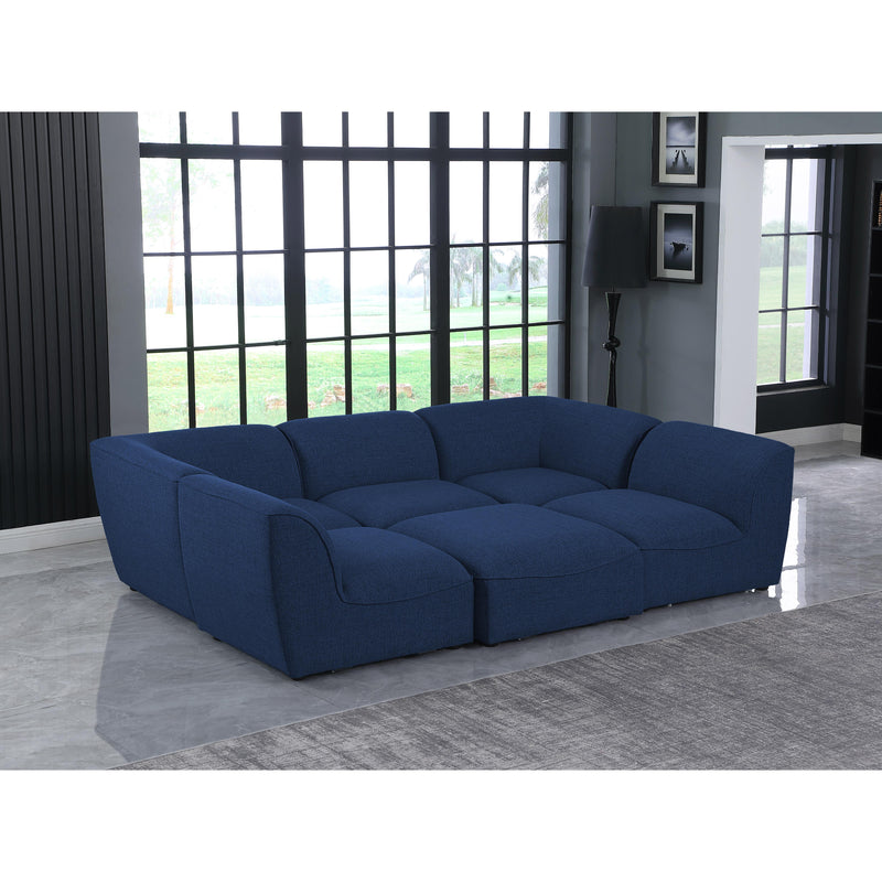 Meridian Miramar Navy Durable Linen Textured Modular Sectional IMAGE 2