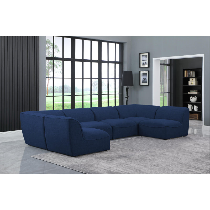 Meridian Miramar Navy Durable Linen Textured Modular Sectional IMAGE 2