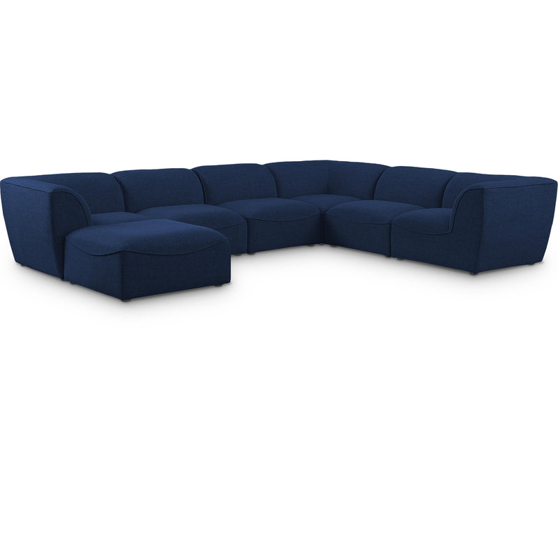 Meridian Miramar Navy Durable Linen Textured Modular Sectional IMAGE 1