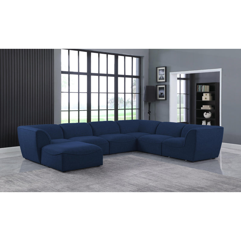 Meridian Miramar Navy Durable Linen Textured Modular Sectional IMAGE 2