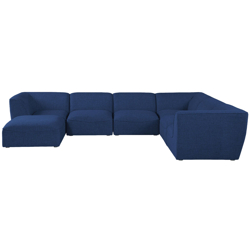 Meridian Miramar Navy Durable Linen Textured Modular Sectional IMAGE 4