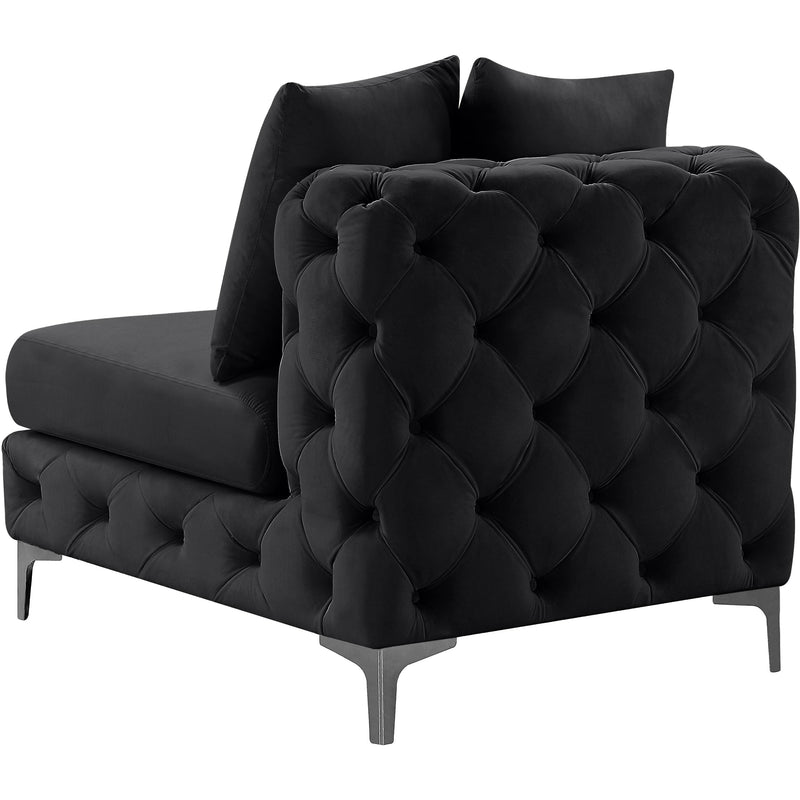 Meridian Tremblay Black Velvet Armless Chair IMAGE 10