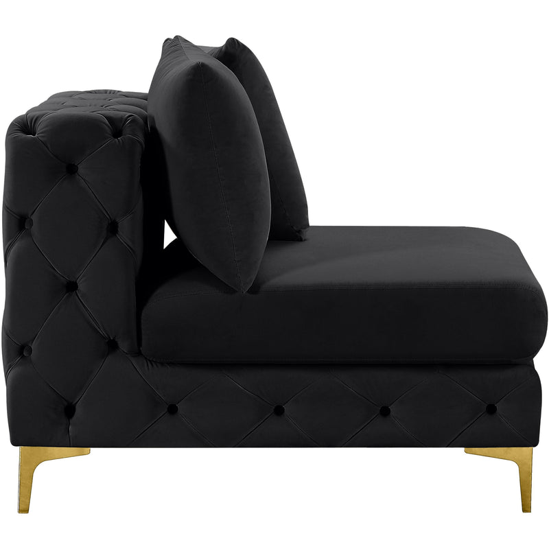 Meridian Tremblay Black Velvet Armless Chair IMAGE 13