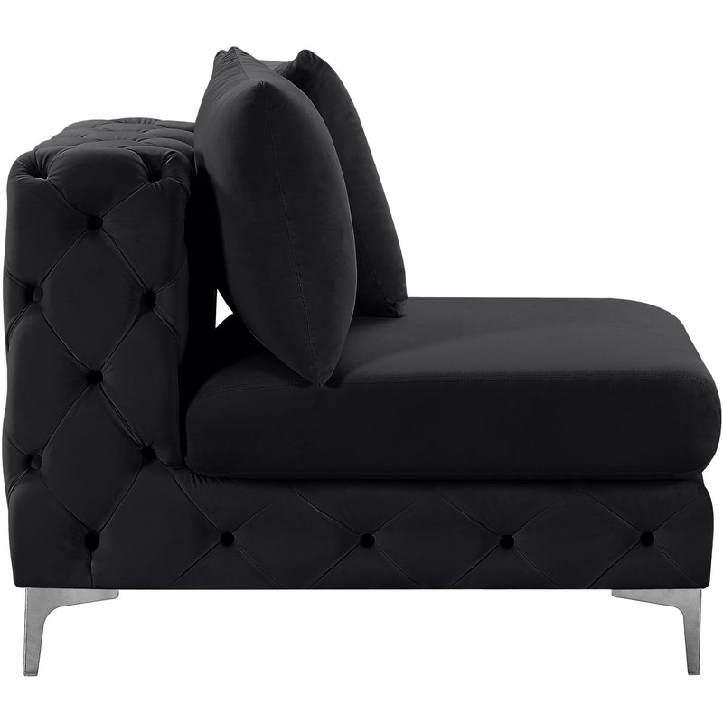 Meridian Tremblay Black Velvet Armless Chair IMAGE 14