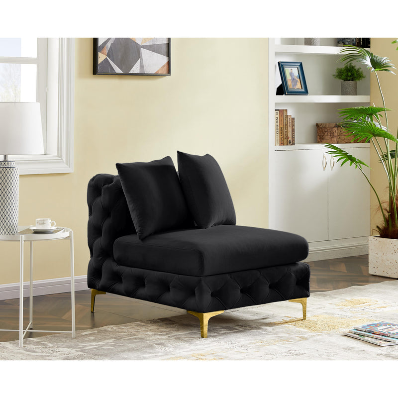 Meridian Tremblay Black Velvet Armless Chair IMAGE 3