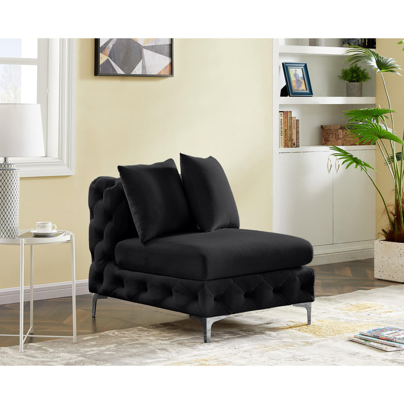 Meridian Tremblay Black Velvet Armless Chair IMAGE 4