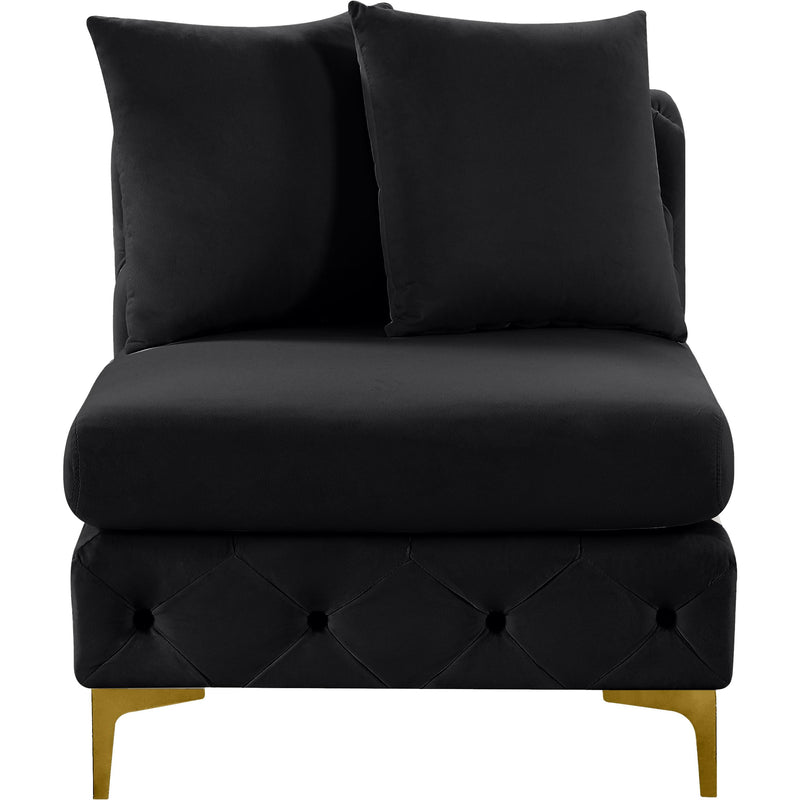 Meridian Tremblay Black Velvet Armless Chair IMAGE 5