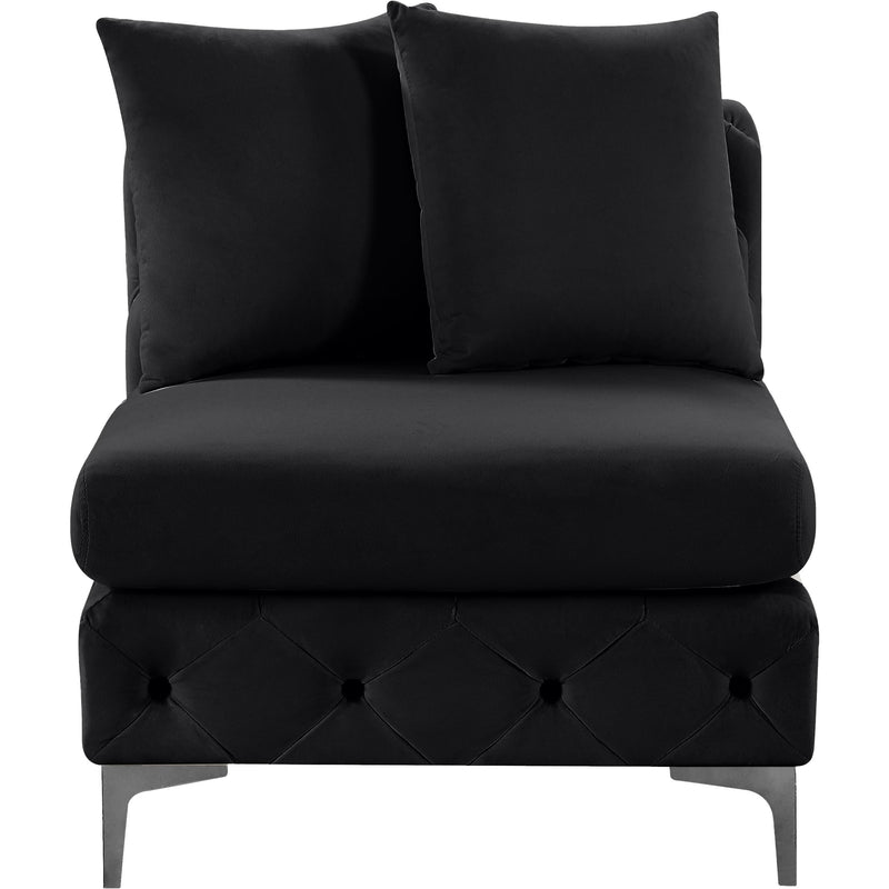 Meridian Tremblay Black Velvet Armless Chair IMAGE 6