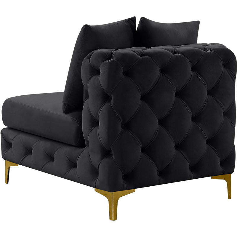 Meridian Tremblay Black Velvet Armless Chair IMAGE 9