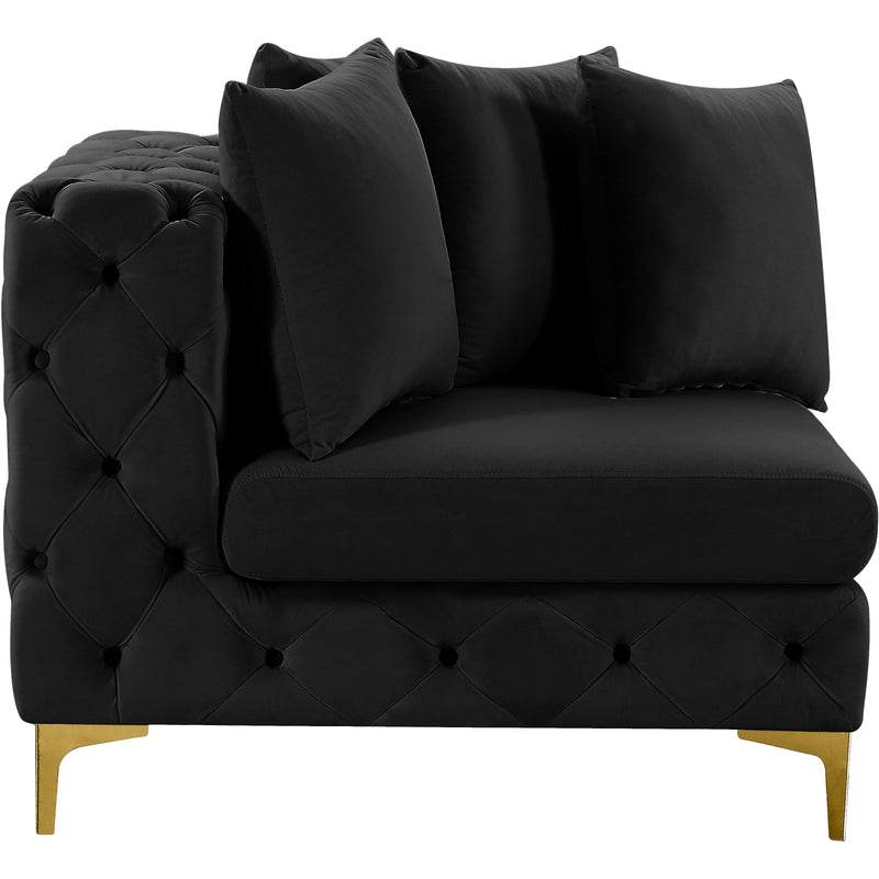 Meridian Tremblay Black Velvet Corner Chair IMAGE 11