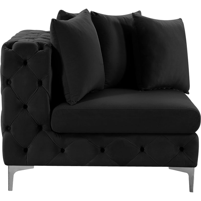 Meridian Tremblay Black Velvet Corner Chair IMAGE 12