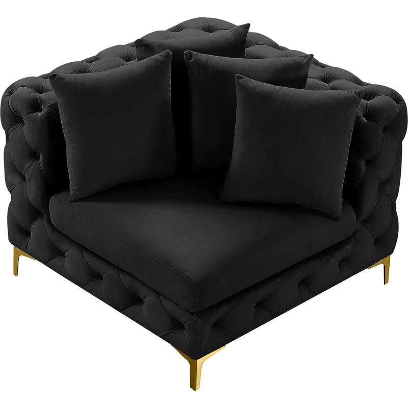 Meridian Tremblay Black Velvet Corner Chair IMAGE 5