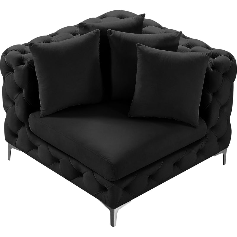 Meridian Tremblay Black Velvet Corner Chair IMAGE 6