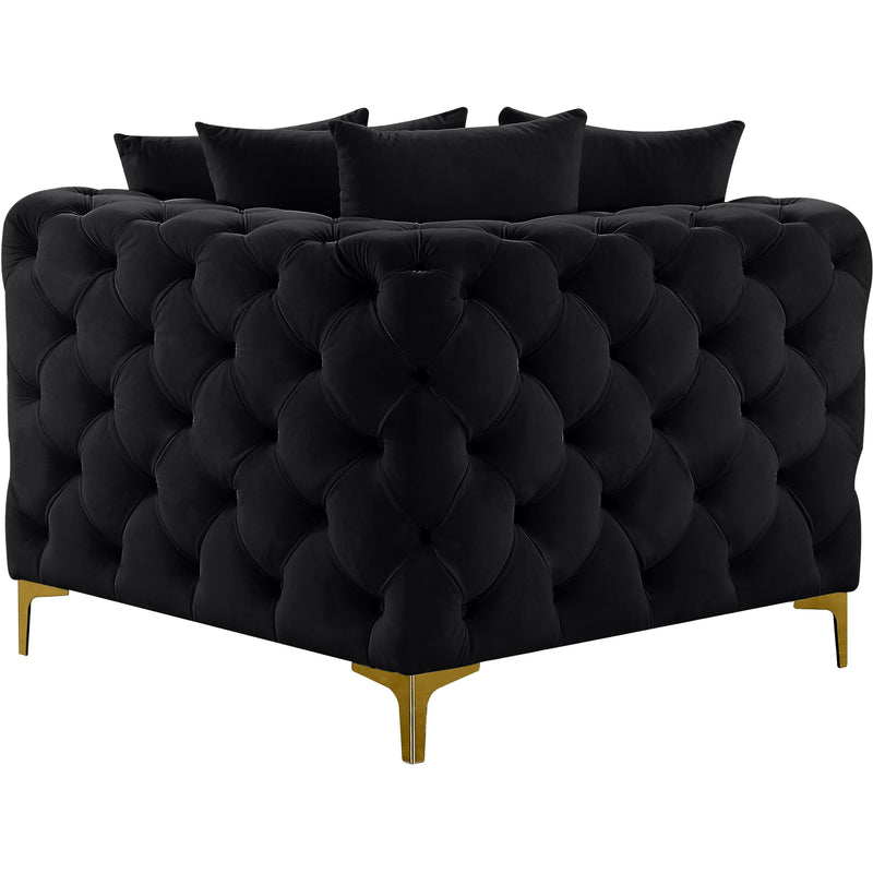 Meridian Tremblay Black Velvet Corner Chair IMAGE 7