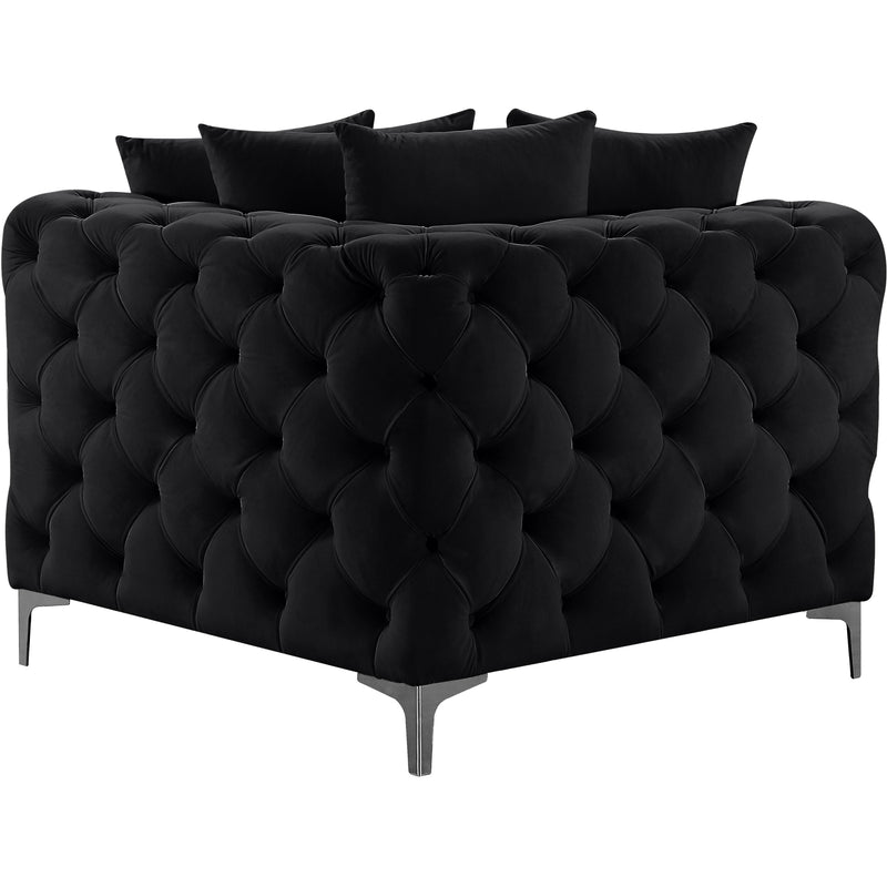 Meridian Tremblay Black Velvet Corner Chair IMAGE 8