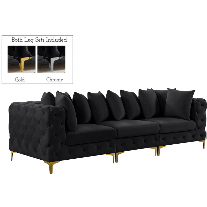 Meridian Tremblay Black Velvet Modular Sofa IMAGE 1