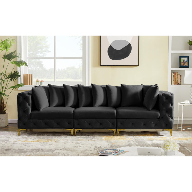 Meridian Tremblay Black Velvet Modular Sofa IMAGE 3