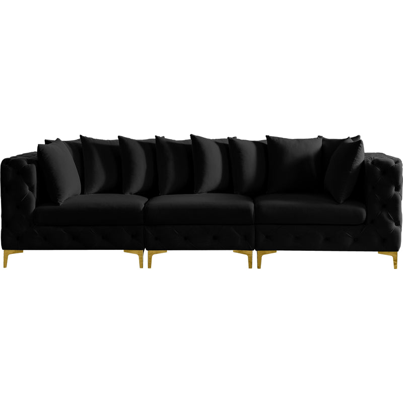 Meridian Tremblay Black Velvet Modular Sofa IMAGE 5