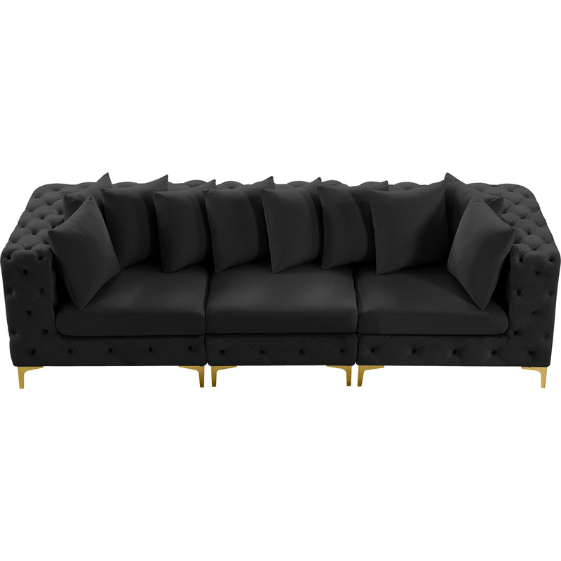 Meridian Tremblay Black Velvet Modular Sofa IMAGE 7