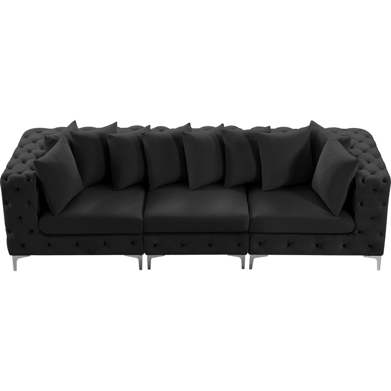 Meridian Tremblay Black Velvet Modular Sofa IMAGE 8