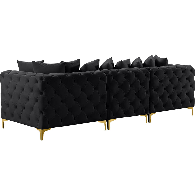 Meridian Tremblay Black Velvet Modular Sofa IMAGE 9