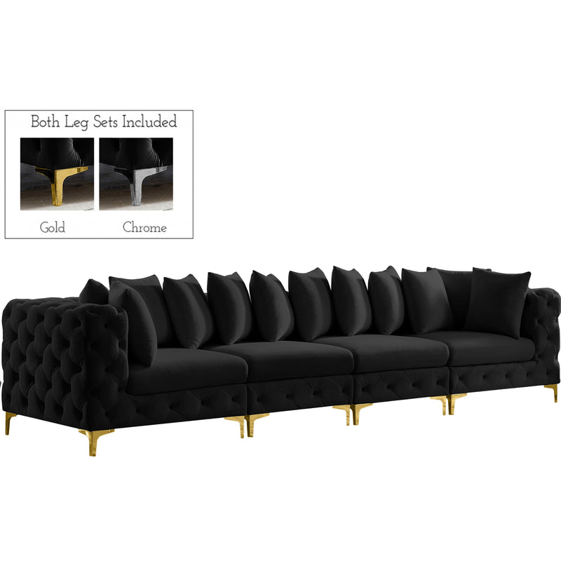 Meridian Tremblay Black Velvet Modular Sofa IMAGE 1