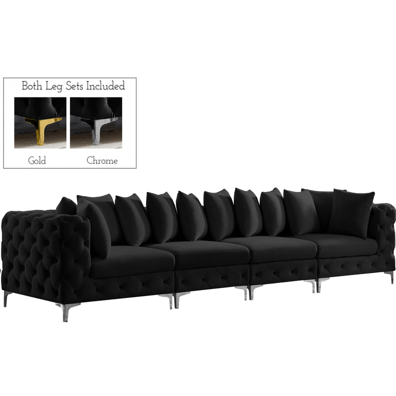 Meridian Tremblay Black Velvet Modular Sofa IMAGE 2