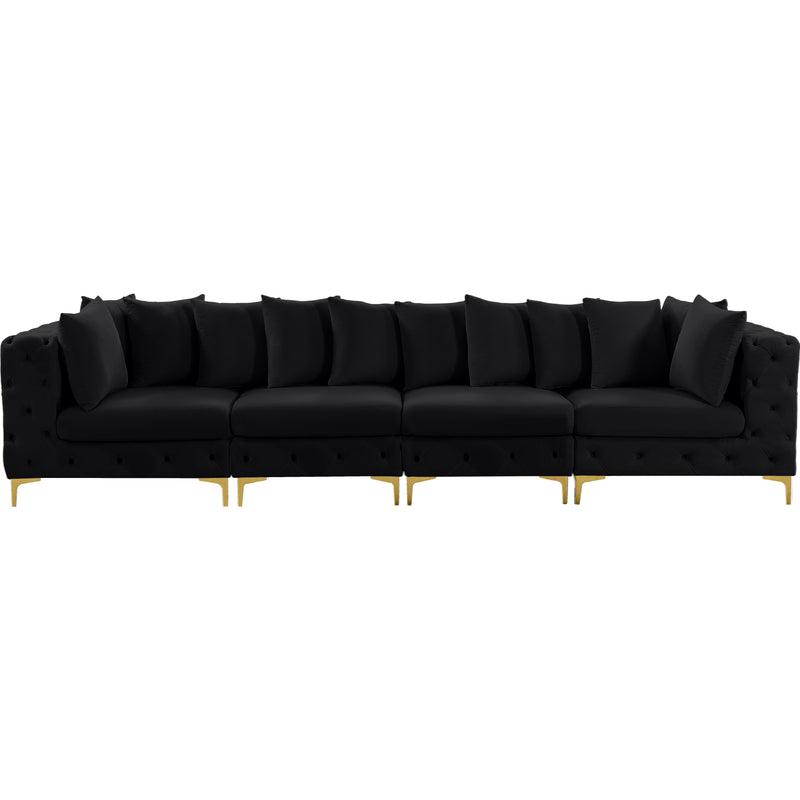 Meridian Tremblay Black Velvet Modular Sofa IMAGE 5