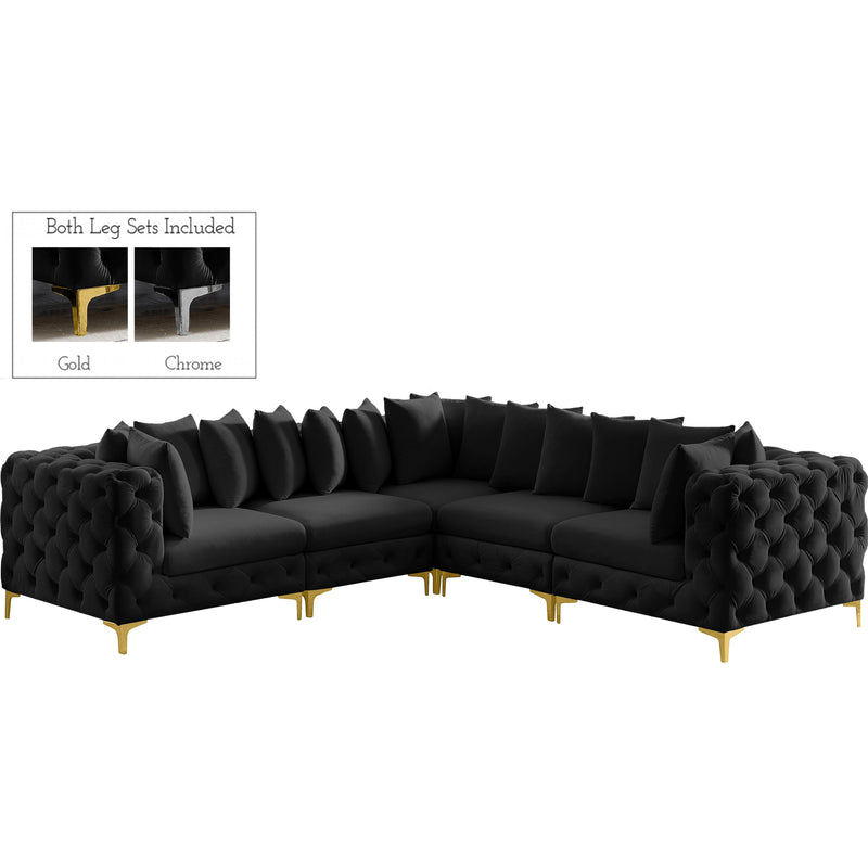 Meridian Tremblay Black Velvet Modular Sectional IMAGE 1