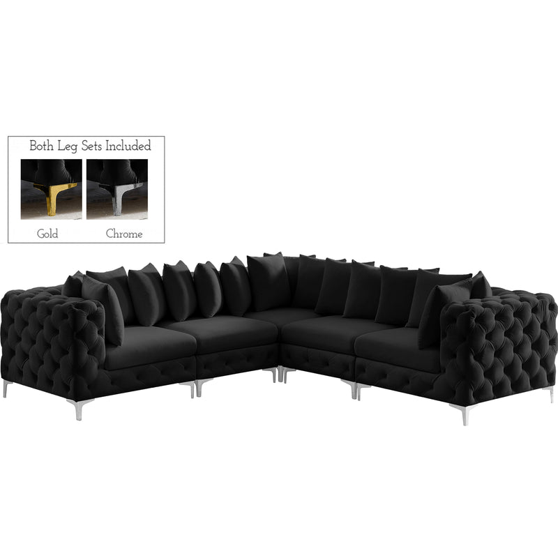 Meridian Tremblay Black Velvet Modular Sectional IMAGE 2