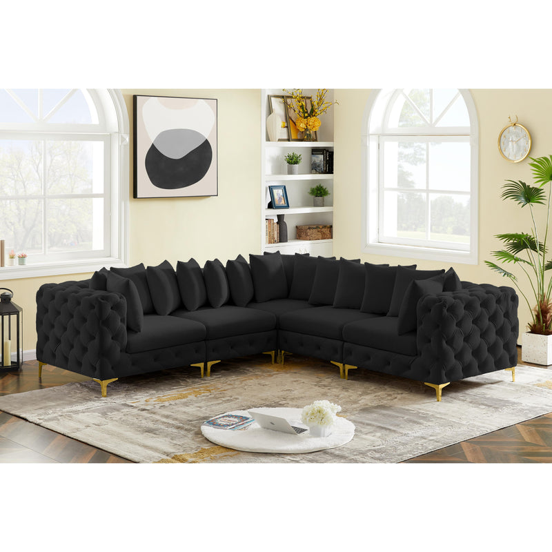 Meridian Tremblay Black Velvet Modular Sectional IMAGE 3