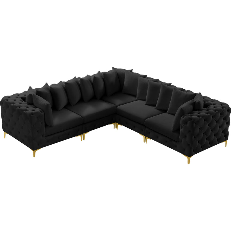 Meridian Tremblay Black Velvet Modular Sectional IMAGE 5