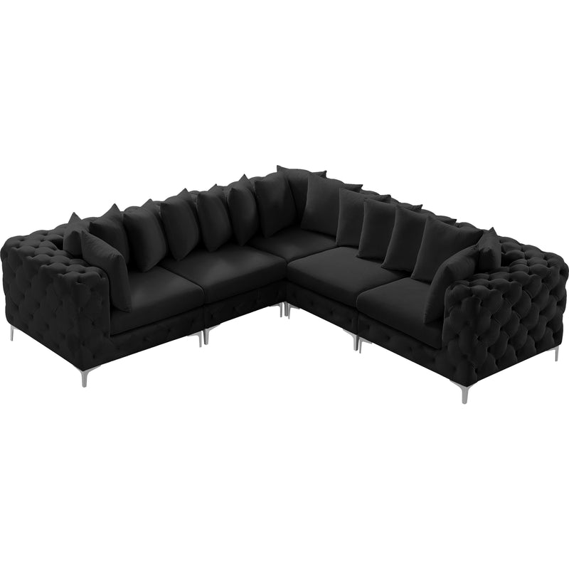 Meridian Tremblay Black Velvet Modular Sectional IMAGE 6