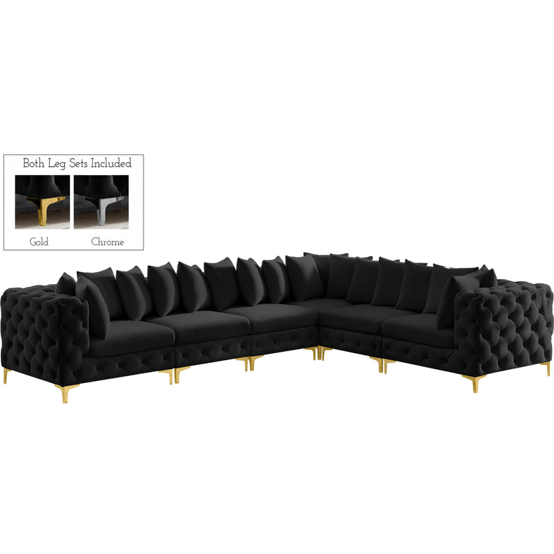 Meridian Tremblay Black Velvet Modular Sectional IMAGE 1