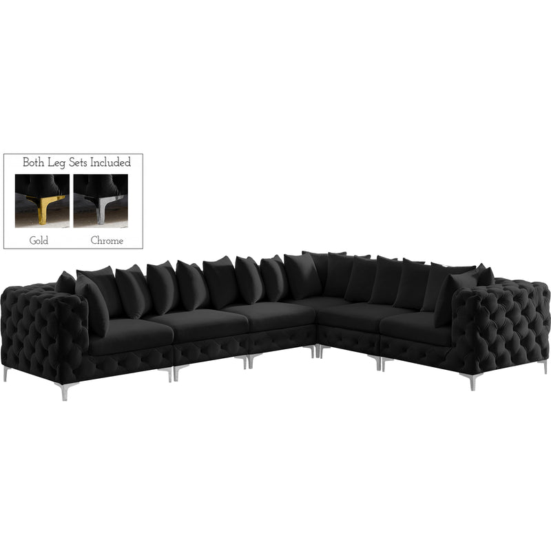 Meridian Tremblay Black Velvet Modular Sectional IMAGE 2