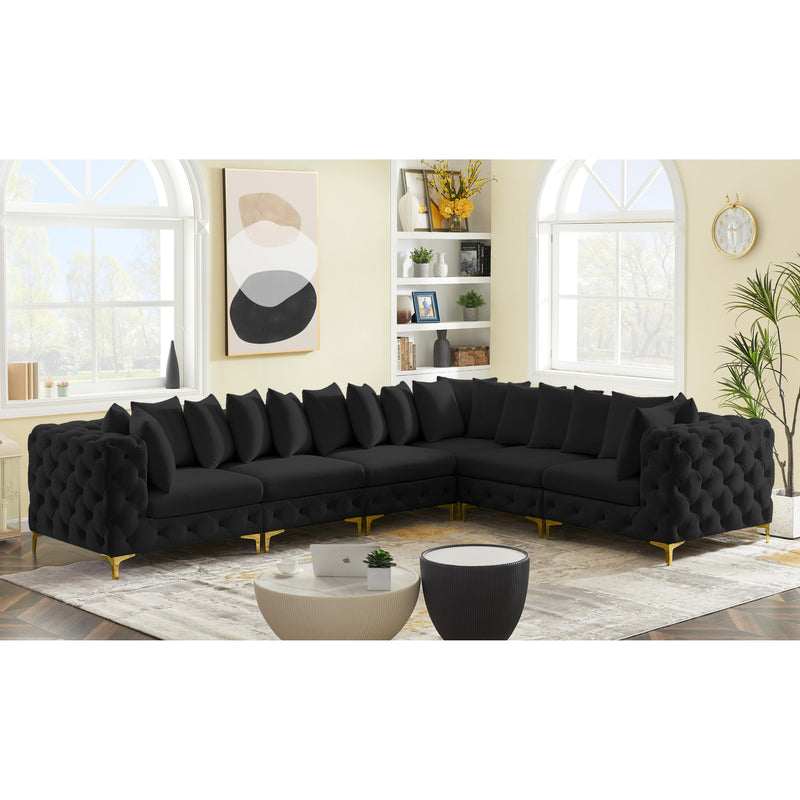 Meridian Tremblay Black Velvet Modular Sectional IMAGE 3