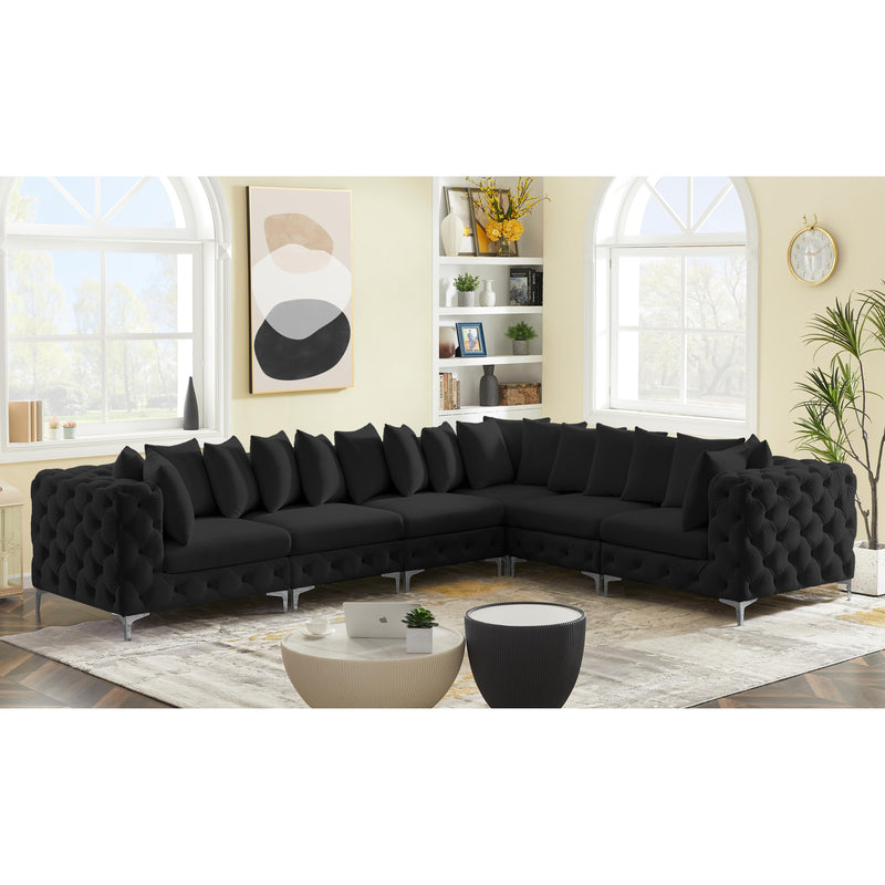 Meridian Tremblay Black Velvet Modular Sectional IMAGE 4