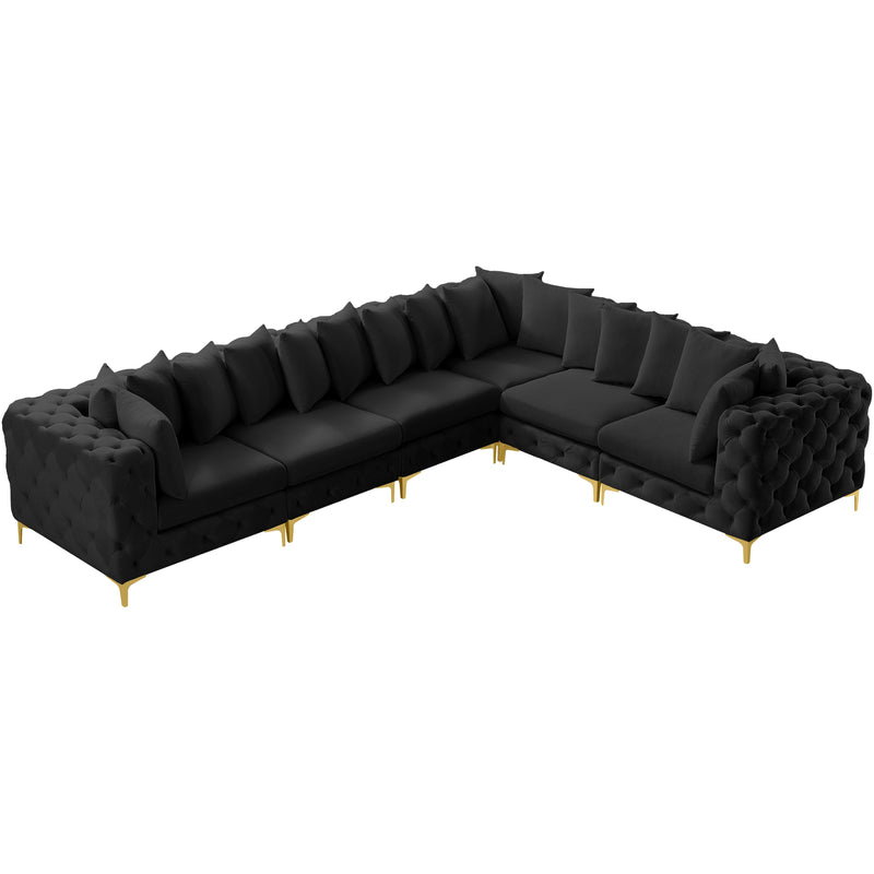 Meridian Tremblay Black Velvet Modular Sectional IMAGE 5