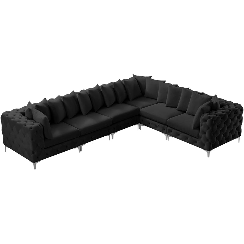 Meridian Tremblay Black Velvet Modular Sectional IMAGE 6