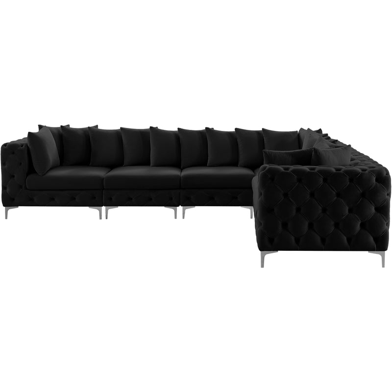 Meridian Tremblay Black Velvet Modular Sectional IMAGE 8