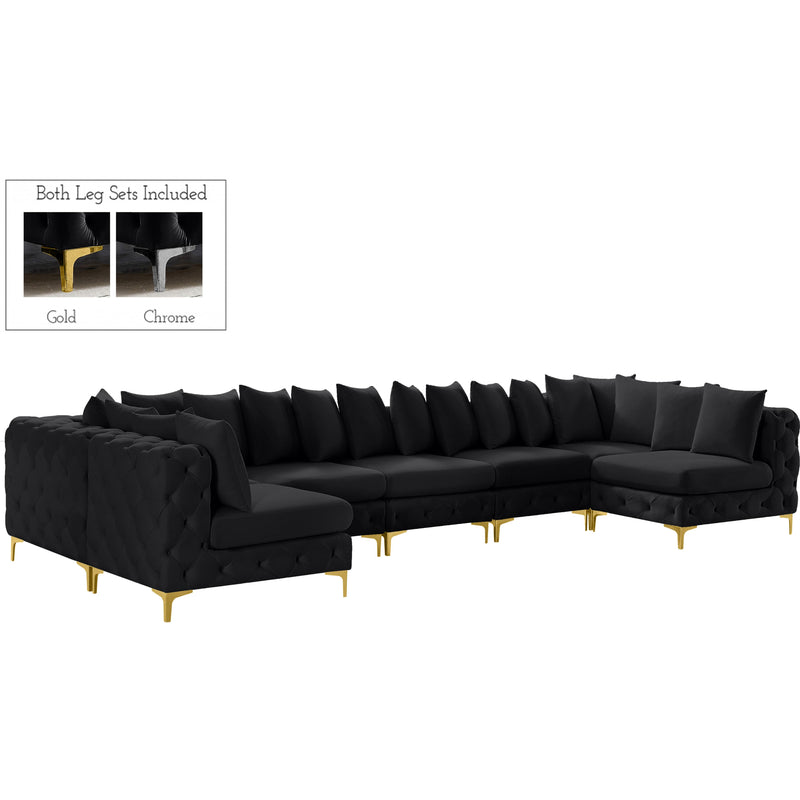 Meridian Tremblay Black Velvet Modular Sectional IMAGE 1