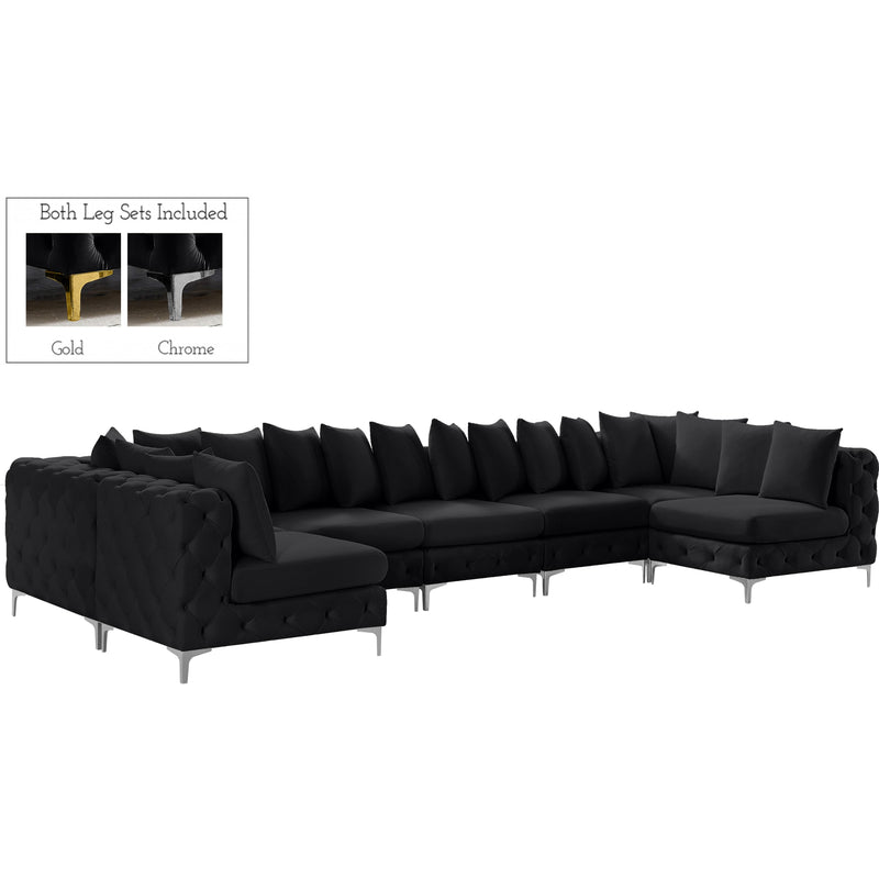 Meridian Tremblay Black Velvet Modular Sectional IMAGE 2