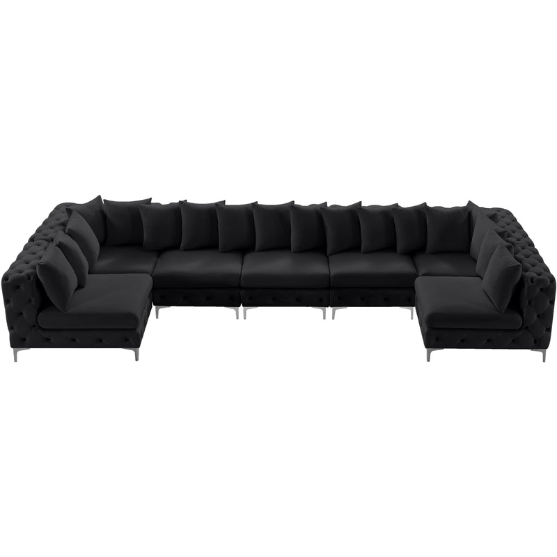 Meridian Tremblay Black Velvet Modular Sectional IMAGE 8