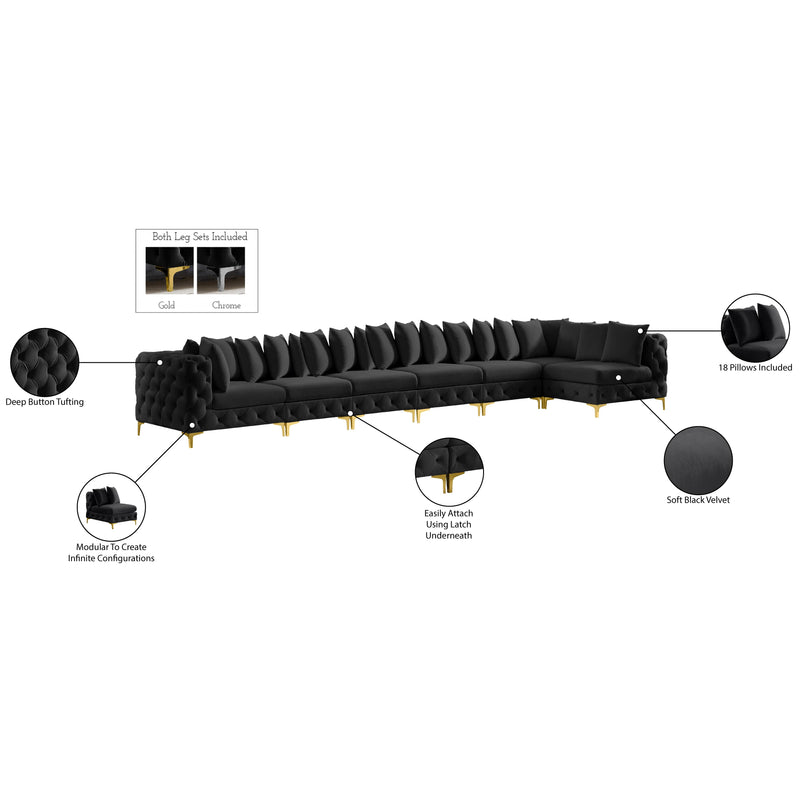 Meridian Tremblay Black Velvet Modular Sectional IMAGE 18