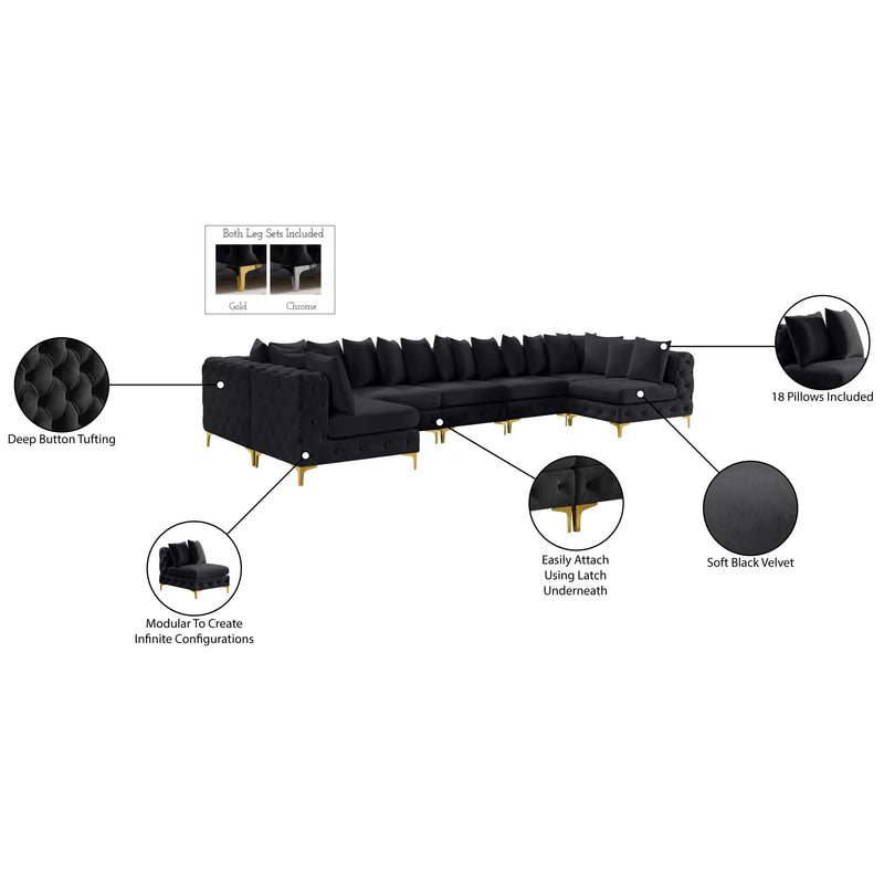 Meridian Tremblay Black Velvet Modular Sectional IMAGE 16